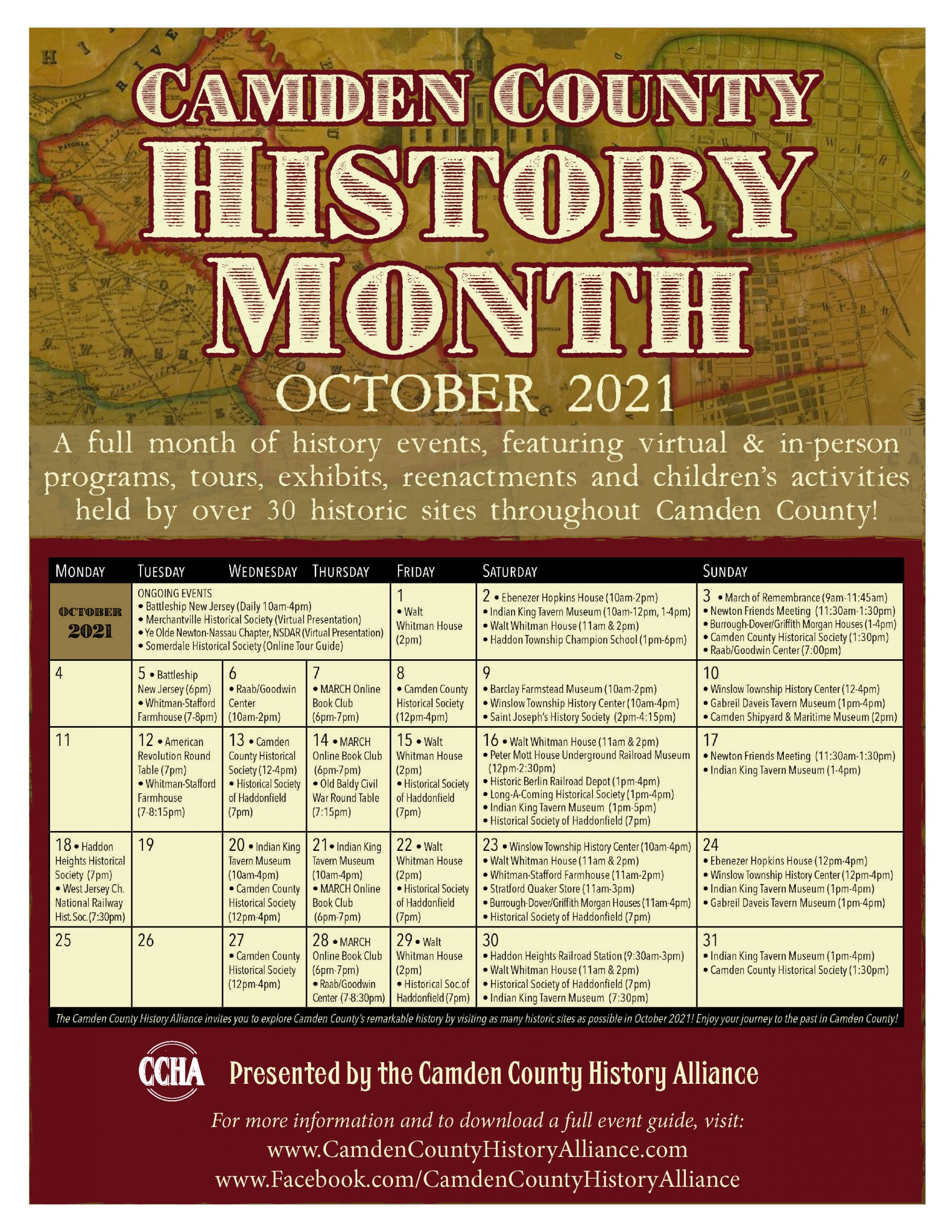 History Month 2021 Flyer With Calendar Final Rev | Camden County, Nj